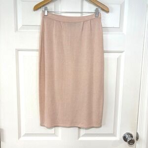 VTG Womens S Soft Pink Blush Knit Pencil Skirt Rayon Blend‎ Jennifer Moore Knee
